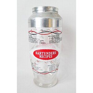 Vintage MCM Cocktail Shaker With Recipes Retro Barware